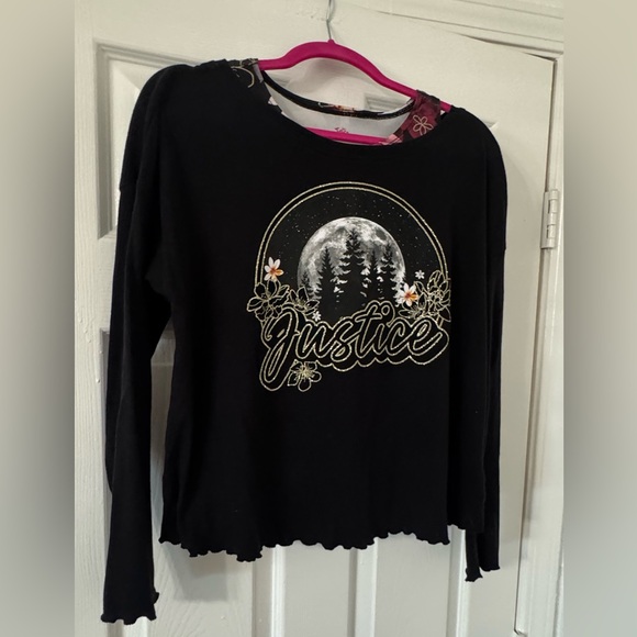 Justice Black Graphic Long Sleeve Tee - Picture 1 of 5
